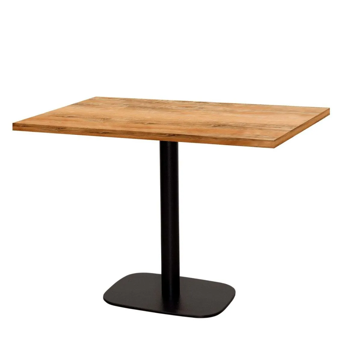 RestooTab Tavolo Round rettangolare - laminato pietra & legno; 120x70x75 cm (LxLxH); Piano tavolo quercia antica, struttura nero; rettangolare