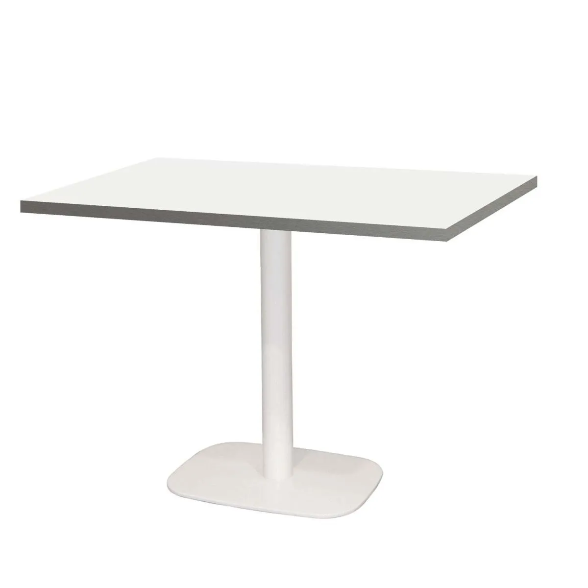 RestooTab Tavolo Round rettangolare base bianco - laminato legno & tinta unita; 120x70x75 cm (LxLxH); Piano tavolo bianco, struttura bianco; rettangolare