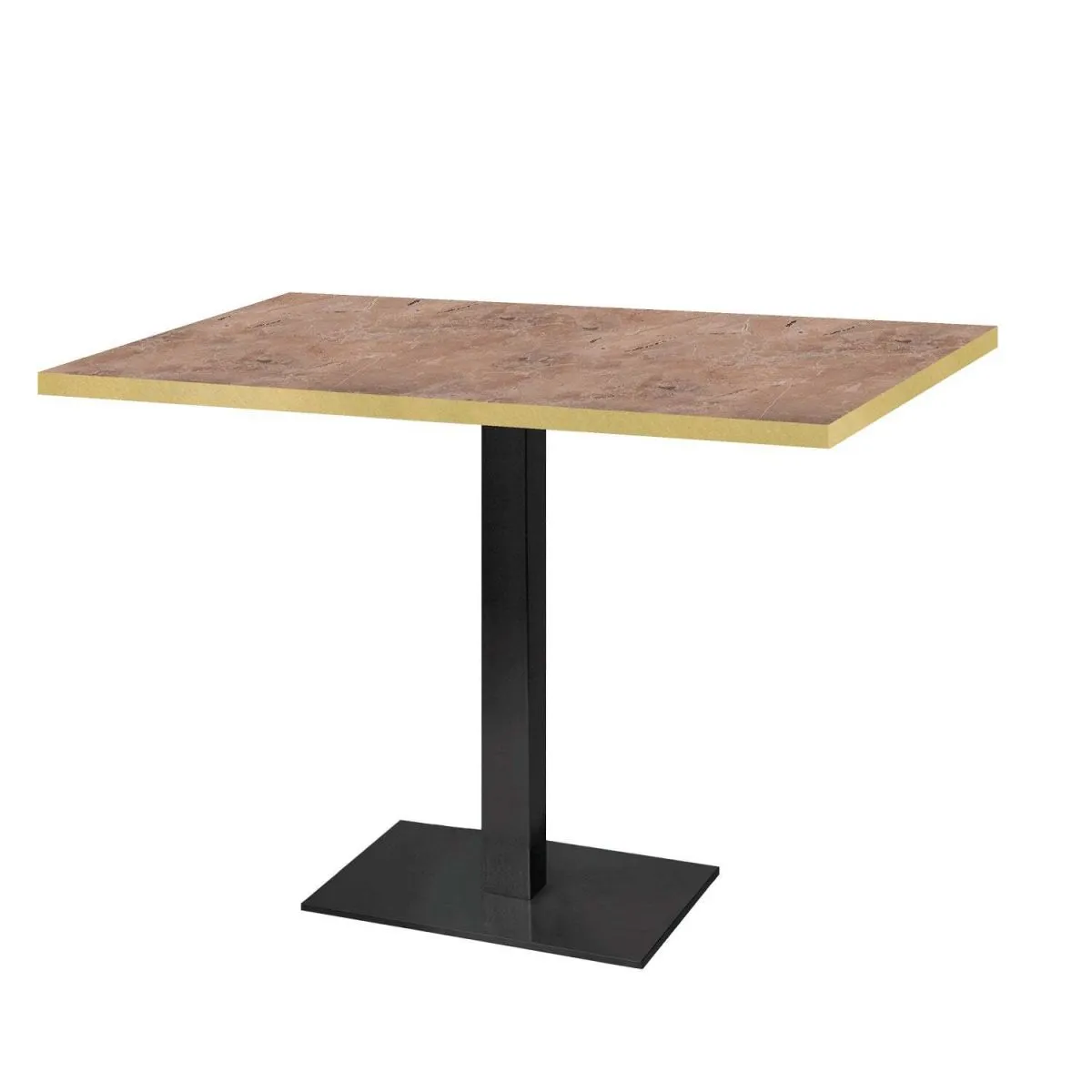 RestooTab Tavolo Milan - bordi color ottone; 120x70x75 cm (LxLxH); Piano tavolo marrone/marmorizzato/ottone, struttura nero; rettangolare