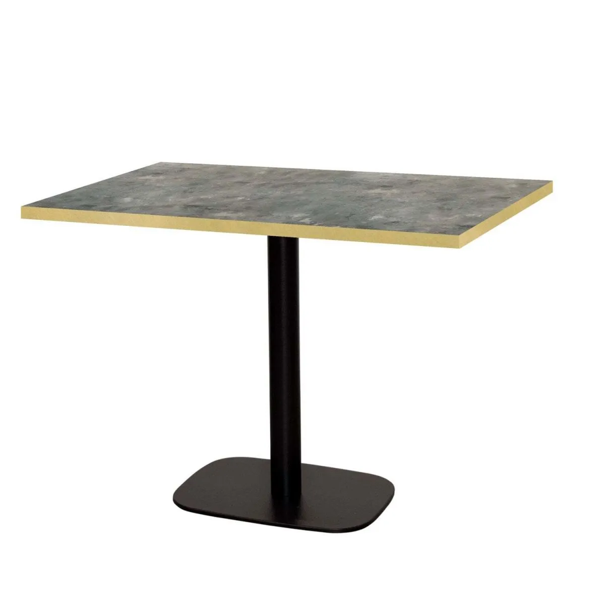 RestooTab Tavolo Round rettangolare - bordi color ottone; 120x70x75 cm (LxLxH); Piano tavolo grigio/blu/ottone, struttura nero; rettangolare