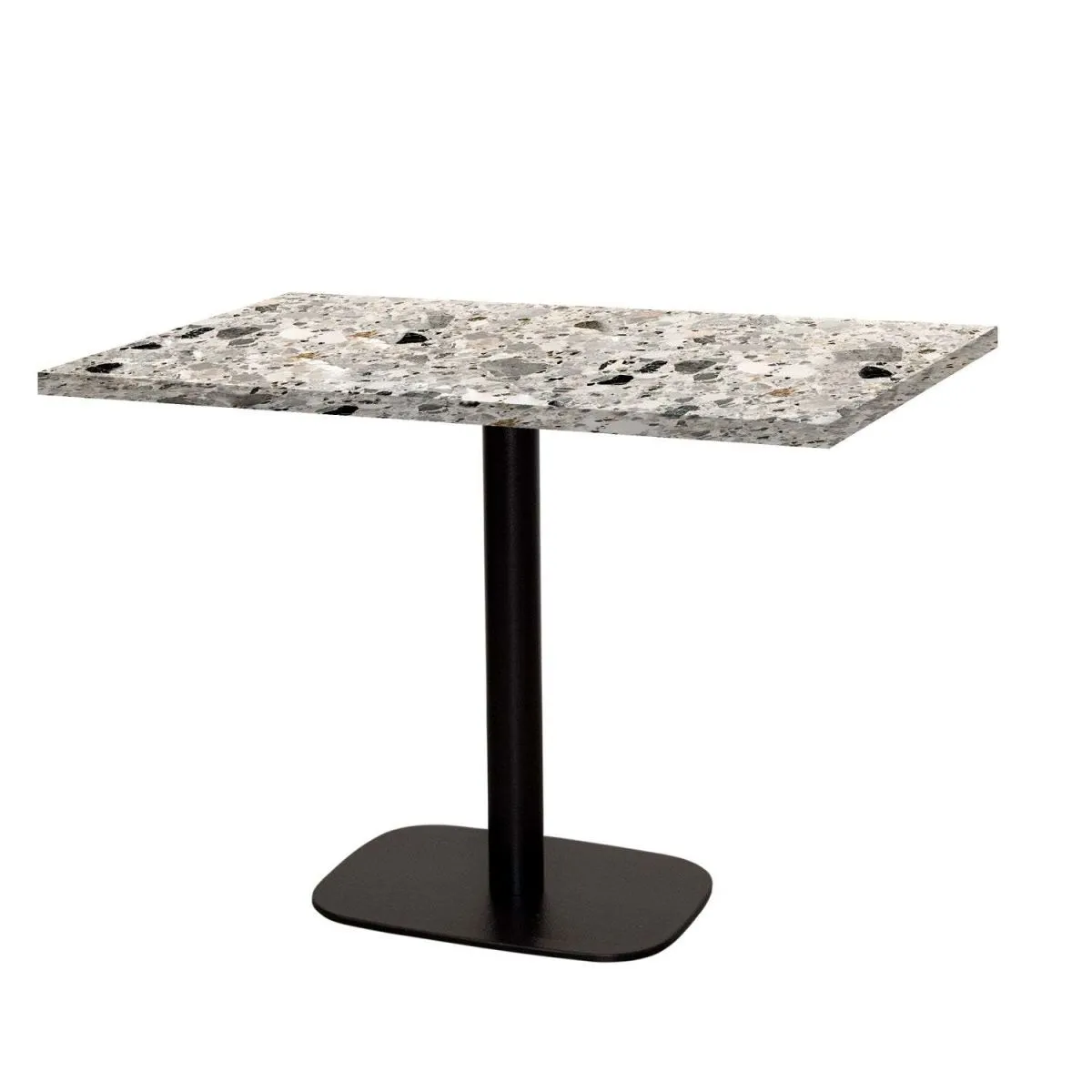 RestooTab Tavolo Round rettangolare - laminato pietra & legno; 120x70x75 cm (LxLxH); Piano tavolo grigio/terazzo, struttura nero; rettangolare