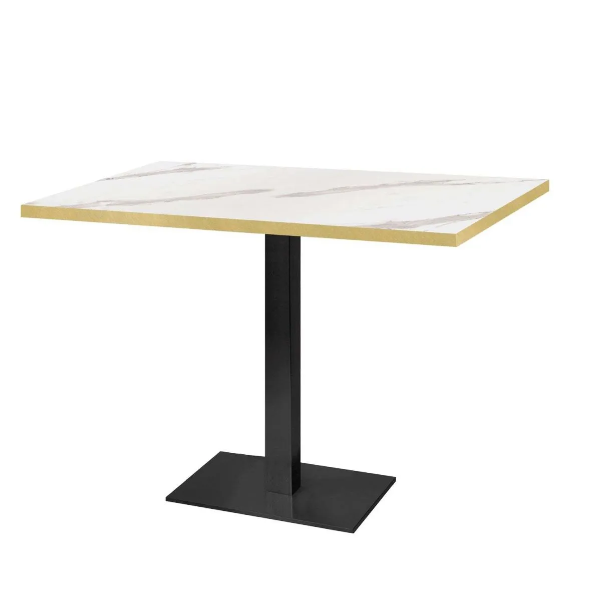 RestooTab Tavolo Milan - bordi color ottone; 120x70x75 cm (LxLxH); Piano tavolo bianco/grigio/ottone, struttura nero; rettangolare
