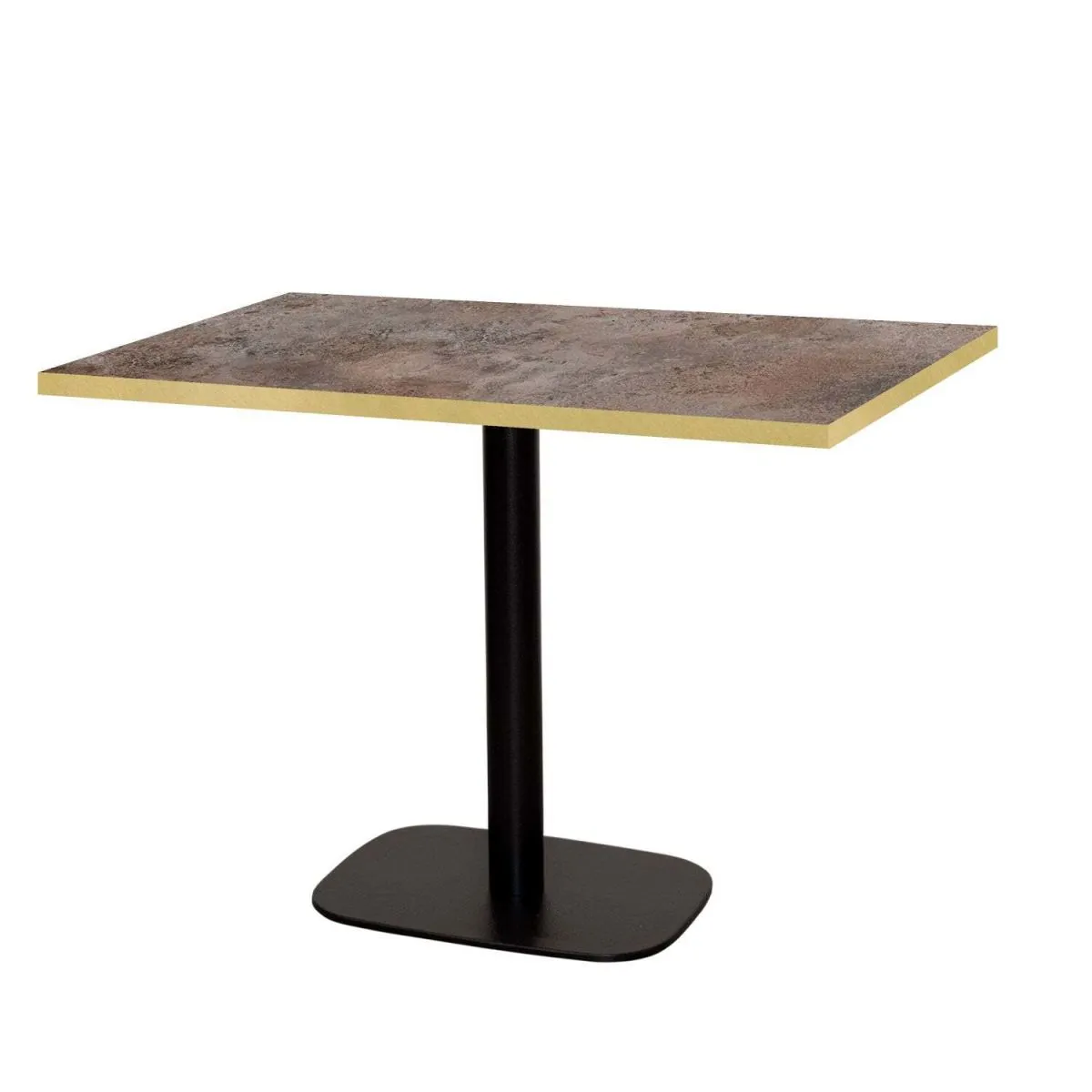 RestooTab Tavolo Round rettangolare - bordi color ottone; 120x70x75 cm (LxLxH); Piano tavolo metallo antico/ottone, struttura nero; rettangolare
