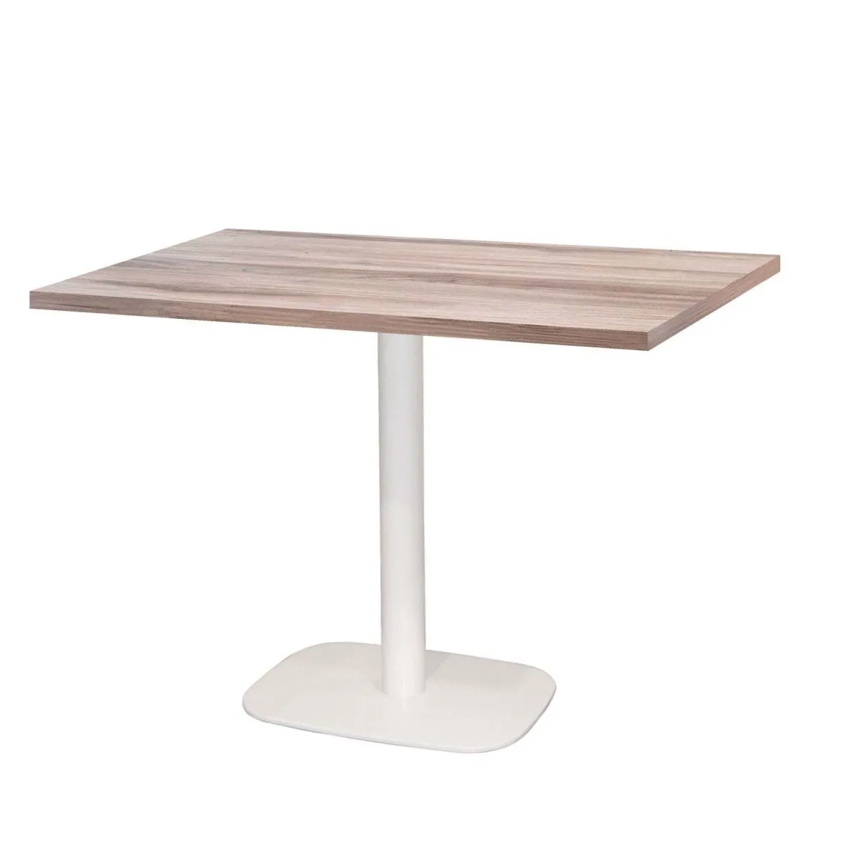 RestooTab Tavolo Round rettangolare base bianco - laminato legno & tinta unita; 120x70x75 cm (LxLxH); Piano tavolo quercia/grigio chiaro, struttura bianco; rettangolare