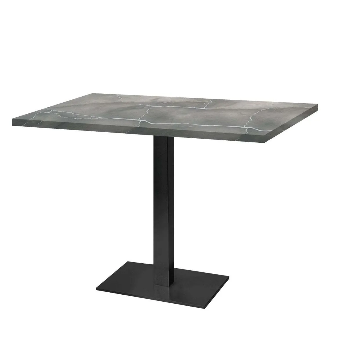 RestooTab Tavolo rettangolare Milano - laminato pietra & legno; 120x70x75 cm (LxLxH); Piano tavolo grigio/blu/marmorizzato, struttura nero; rettangolare