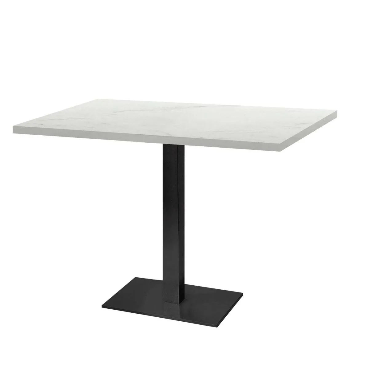 RestooTab Tavolo rettangolare Milano - laminato pietra & legno; 120x70x75 cm (LxLxH); Piano tavolo bianco/beige/marmorizzato, struttura nero; rettangolare