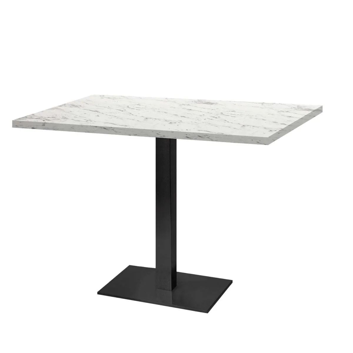 RestooTab Tavolo rettangolare Milano - laminato pietra & legno; 120x70x75 cm (LxLxH); Piano tavolo bianco/grigio pietra/marmorizzato, struttura nero; rettangolare