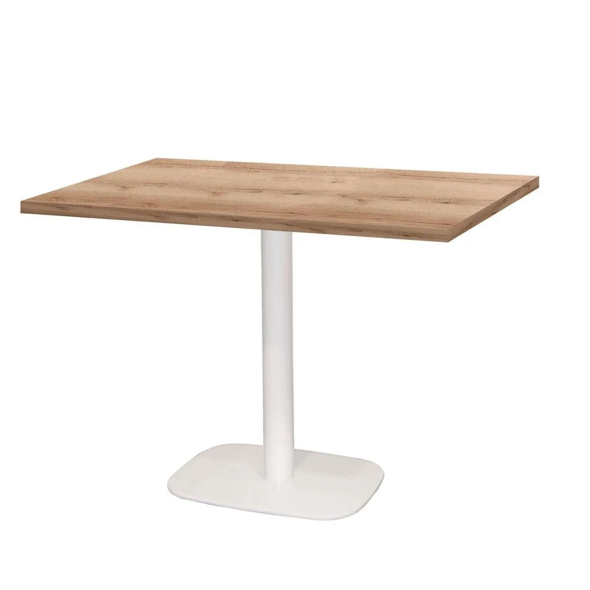 RestooTab Tavolo Round rettangolare base bianco - laminato legno & tinta unita; 120x70x75 cm (LxLxH); Piano tavolo quercia/naturale, struttura bianco; rettangolare