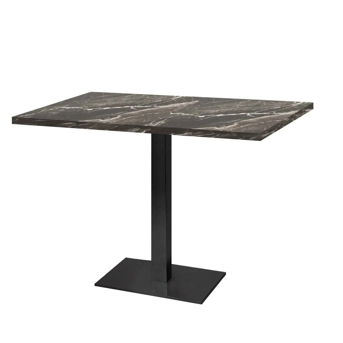 RestooTab Tavolo rettangolare Milano - laminato pietra & legno; 120x70x75 cm (LxLxH); Piano tavolo nero/marrone/marmorizzato, struttura nero; rettangolare