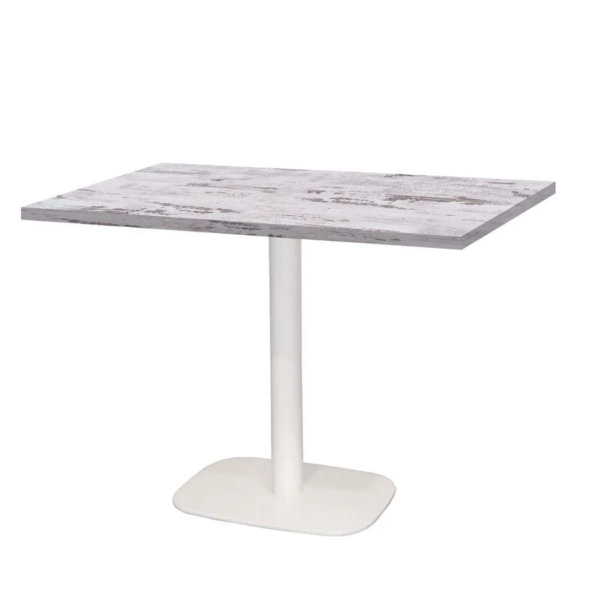 RestooTab Tavolo Round rettangolare base bianco - laminato legno & tinta unita; 120x70x75 cm (LxLxH); Piano tavolo quercia/bianco, struttura bianco; rettangolare