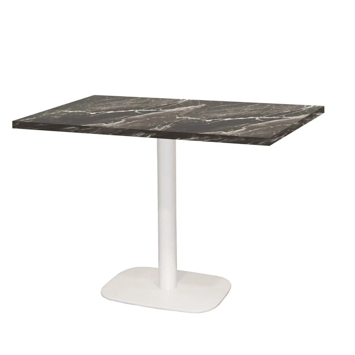 RestooTab Tavolo Round rettangolare base bianco - laminato pietra; 120x70x75 cm (LxLxH); Piano tavolo nero/marrone/marmorizzato, struttura bianco; rettangolare