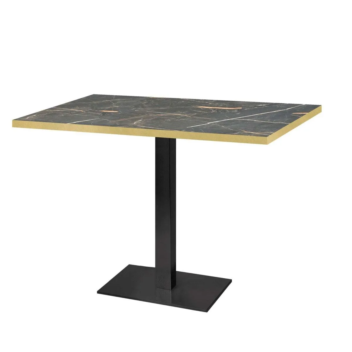 RestooTab Tavolo Milan - bordi color ottone; 120x70x75 cm (LxLxH); Piano tavolo grigio pietra, struttura nero; rettangolare