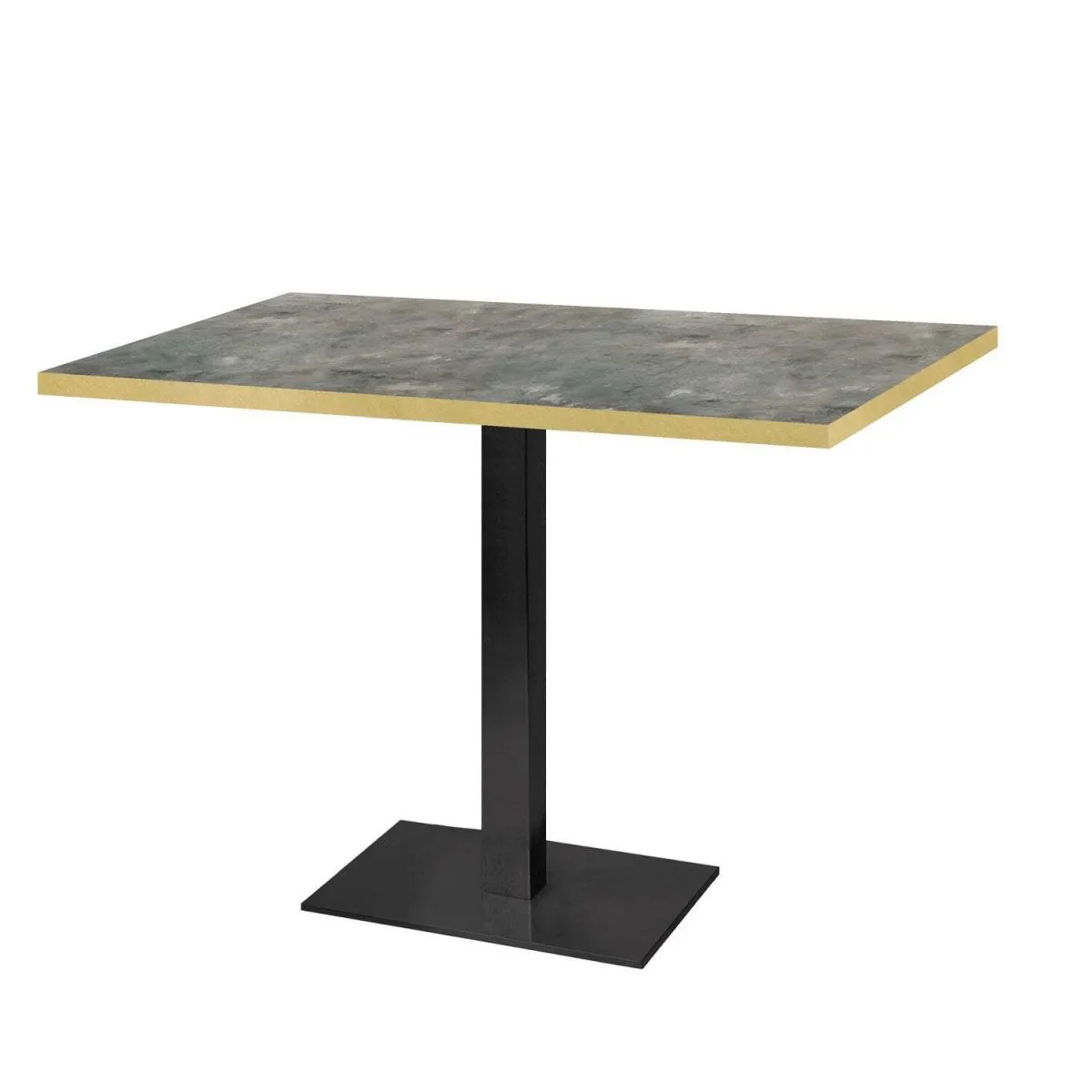 RestooTab Tavolo Milan - bordi color ottone; 120x70x75 cm (LxLxH); Piano tavolo grigio/blu/ottone, struttura nero; rettangolare