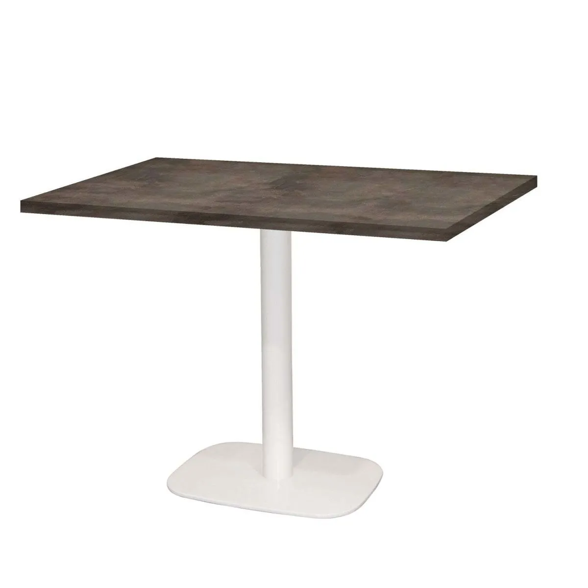 RestooTab Tavolo Round rettangolare base bianco - laminato pietra; 120x70x75 cm (LxLxH); Piano tavolo grigio pietra, struttura bianco; rettangolare