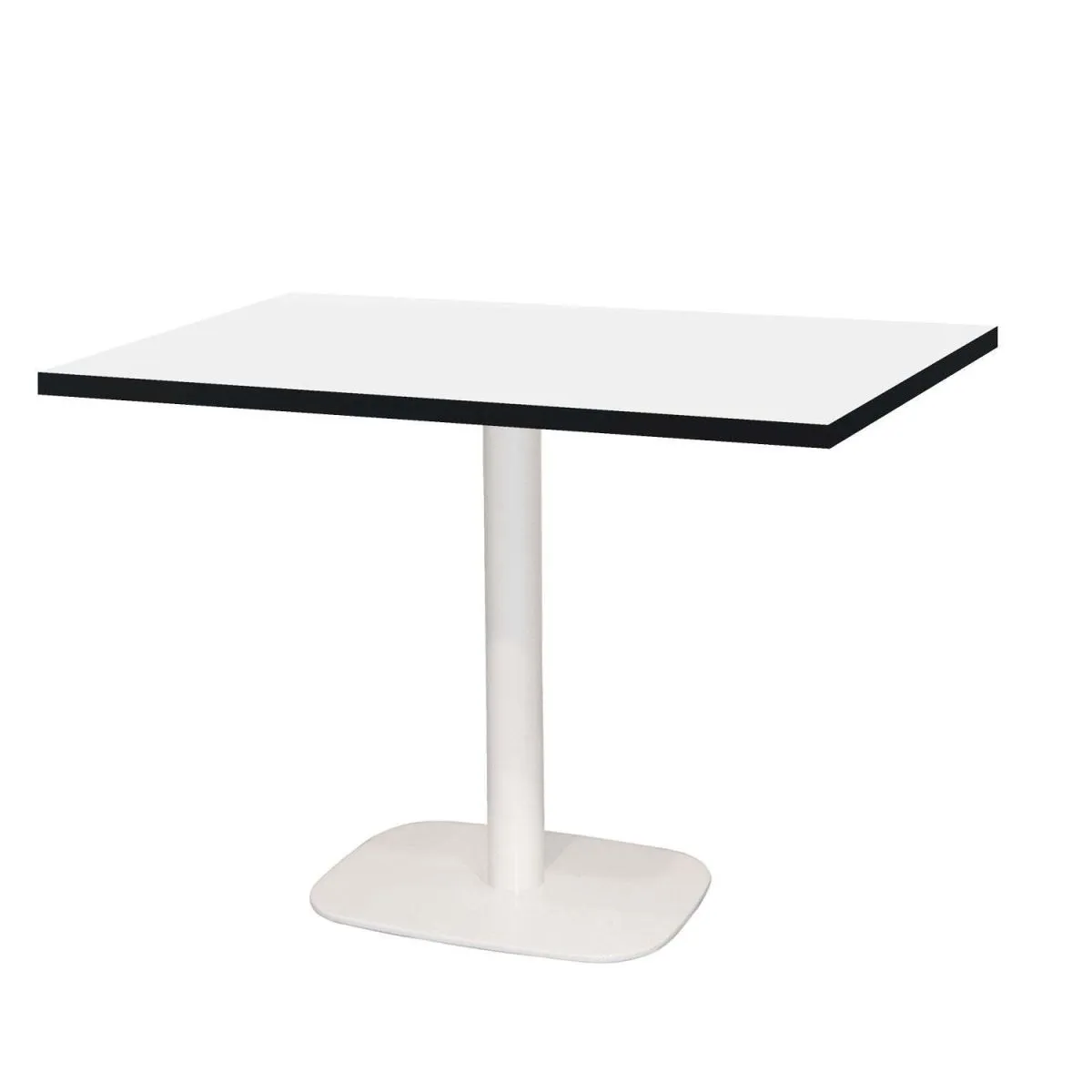 RestooTab Tavolo Round rettangolare base bianco - laminato legno & tinta unita; 120x70x75 cm (LxLxH); Piano tavolo bianco, struttura bianco; rettangolare