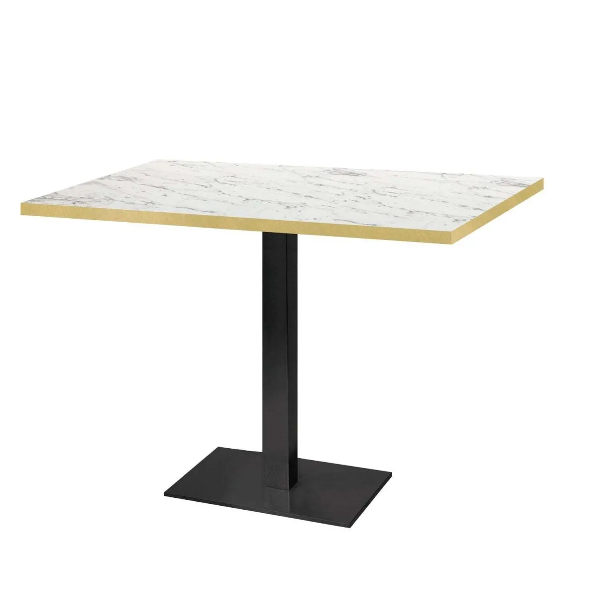 RestooTab Tavolo Milan - bordi color ottone; 120x70x75 cm (LxLxH); Piano tavolo bianco/marmorizzato/ottone, struttura nero; rettangolare