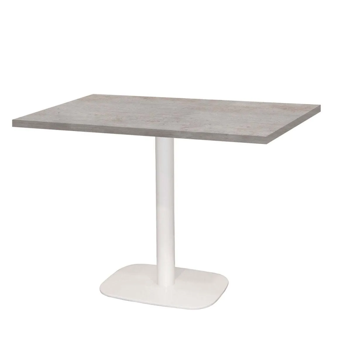 RestooTab Tavolo Round rettangolare base bianco - laminato pietra; 120x70x75 cm (LxLxH); Piano tavolo grigio/cemento, struttura bianco; rettangolare