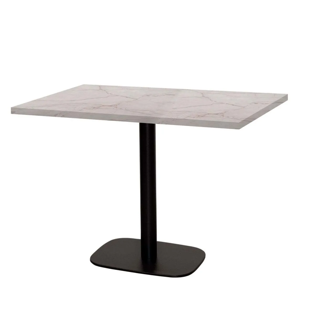 RestooTab Tavolo Round rettangolare - laminato pietra & legno; 120x70x75 cm (LxLxH); Piano tavolo bianco lana/beige/marmorizzato, struttura nero; rettangolare