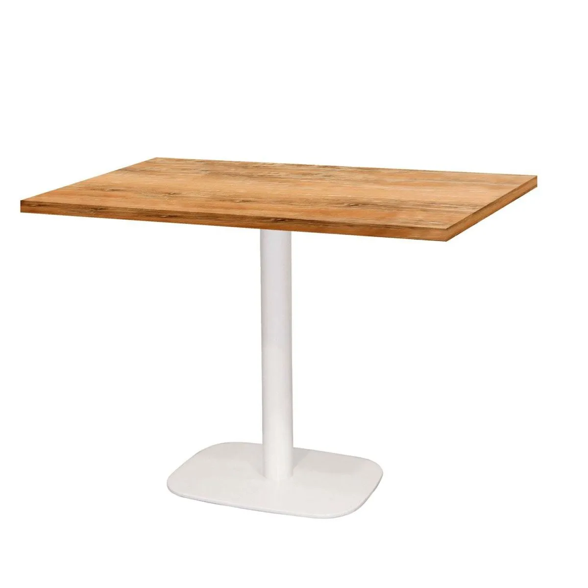 RestooTab Tavolo Round rettangolare base bianco - laminato legno & tinta unita; 120x70x75 cm (LxLxH); Piano tavolo quercia antica, struttura bianco; rettangolare