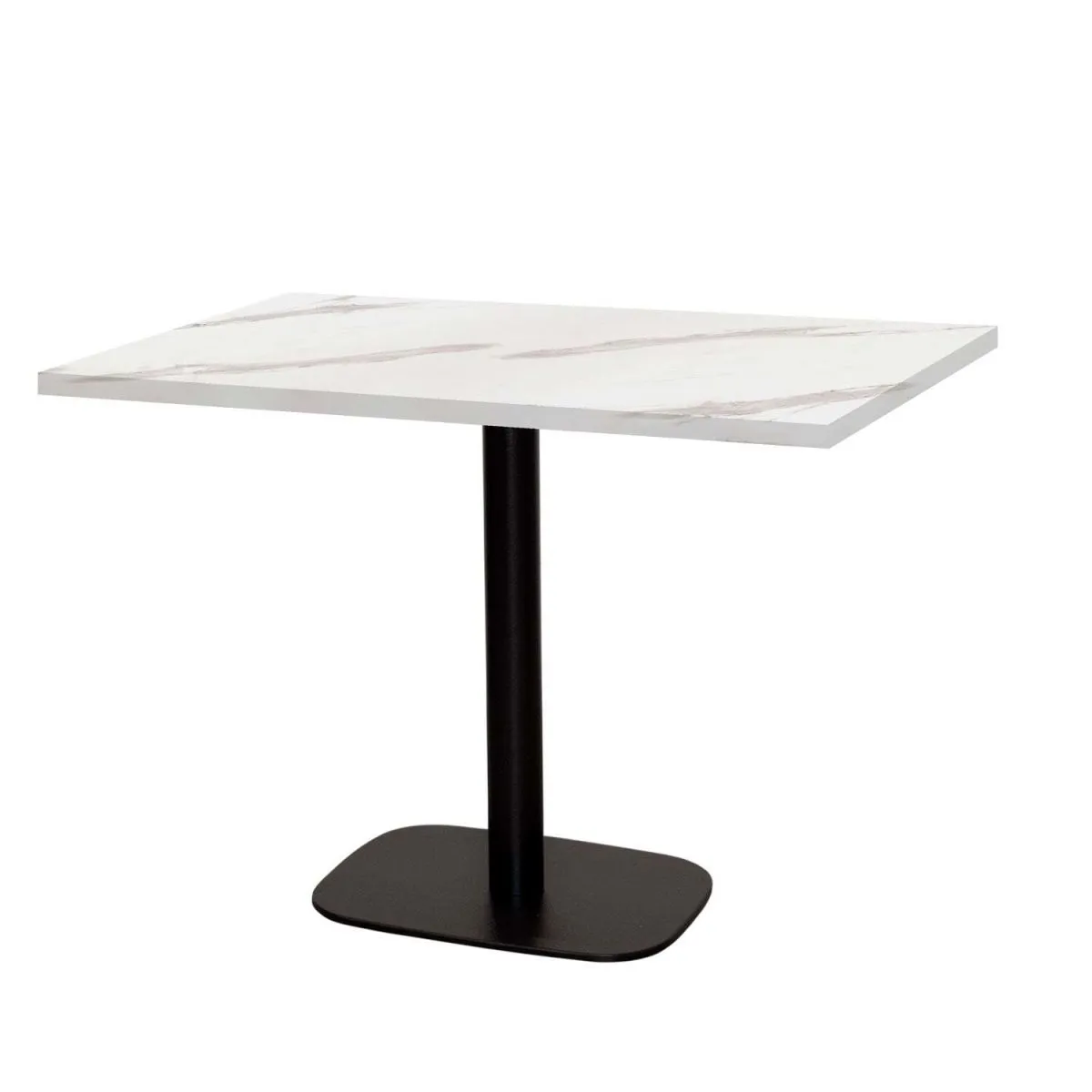 RestooTab Tavolo Round rettangolare - laminato pietra & legno; 120x70x75 cm (LxLxH); Piano tavolo bianco, struttura nero; rettangolare