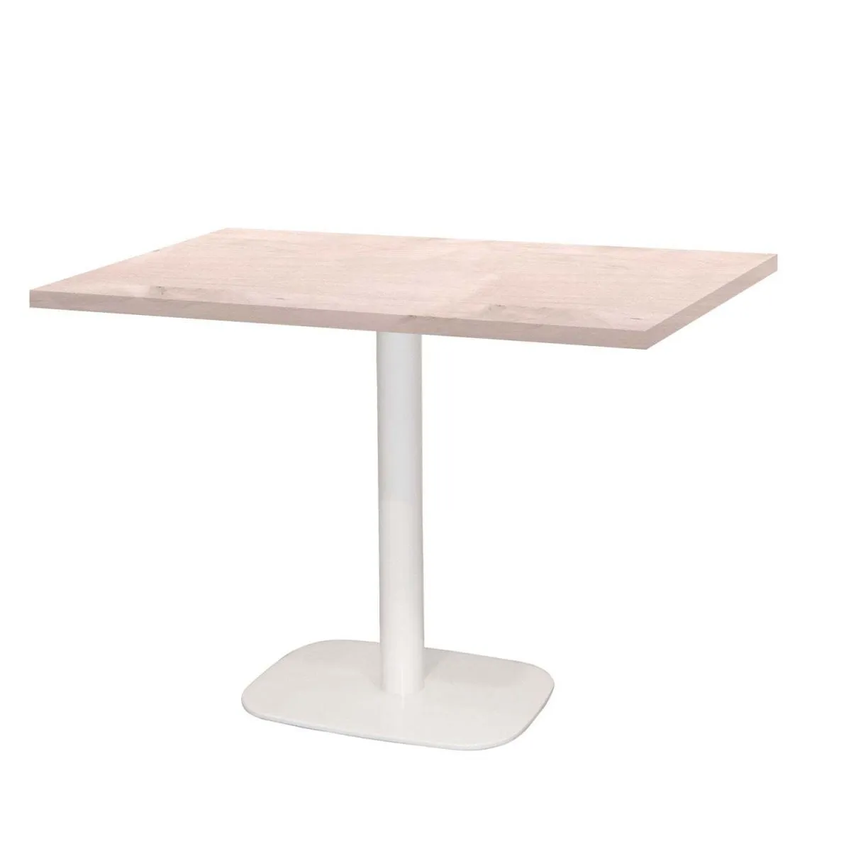 RestooTab Tavolo Round rettangolare base bianco - laminato legno & tinta unita; 120x70x75 cm (LxLxH); Piano tavolo betulla, struttura bianco; rettangolare