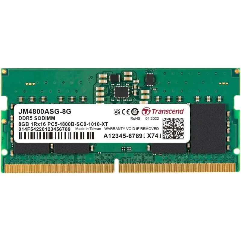 SODIMM 8GB 4800Mhz DDR5 TRANSCEND 1.1V CL40 1Rx16 JM4800ASG-8G