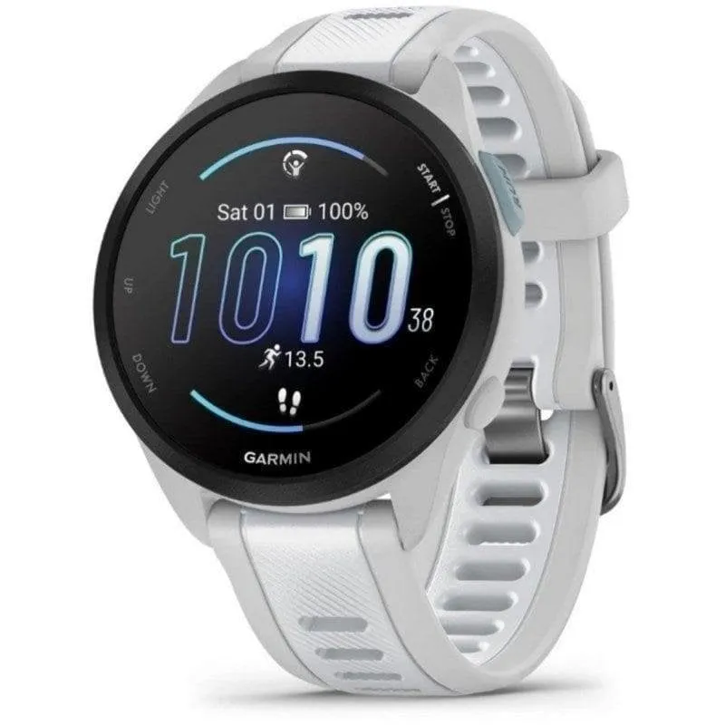 Garmin Forerunner 165 Bluetooth GPS 43mm Grigio Cinturino Bianco Cardiofrequenzimetro 5ATM