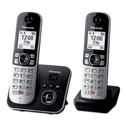 Cordless Duo Twin Dect (Ricaricabile) Black e Silver KX TG6862JTB