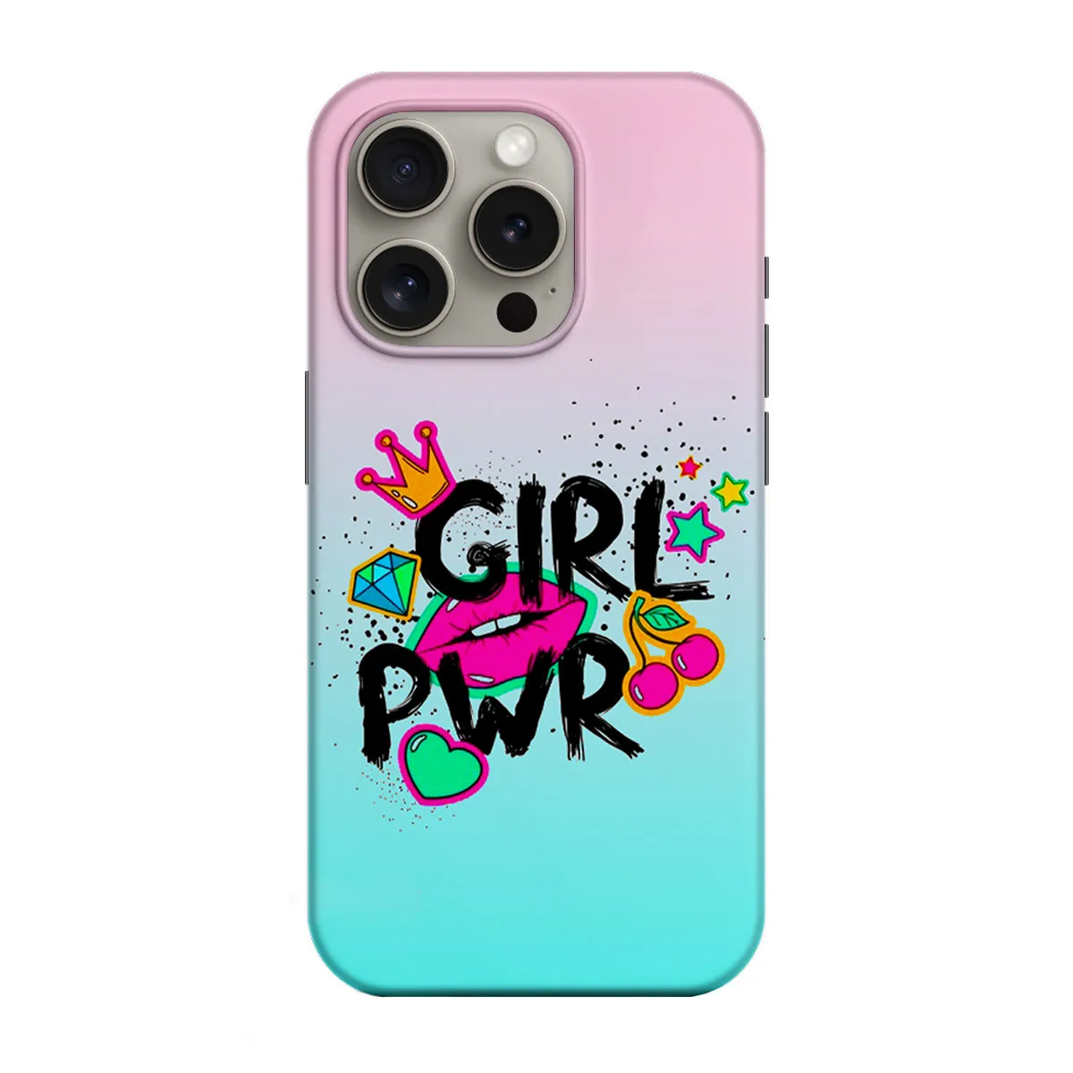 Custodia per Apple iPhone 15 Pro, Perfect Case, LOVE-Splash Girl Power, Multicolore