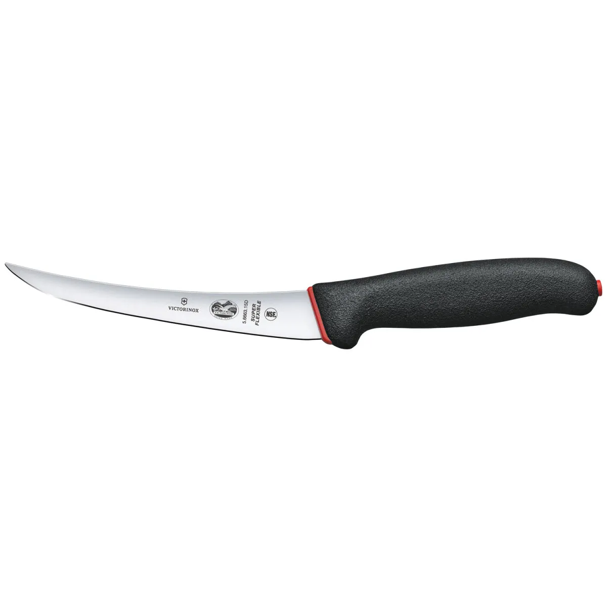 Victorinox Coltello da disosso Fibrox Dual Grip lama curva flessibile; lunghezza lama 15 cm, 29.5 cm (L); argento/nero/rosso