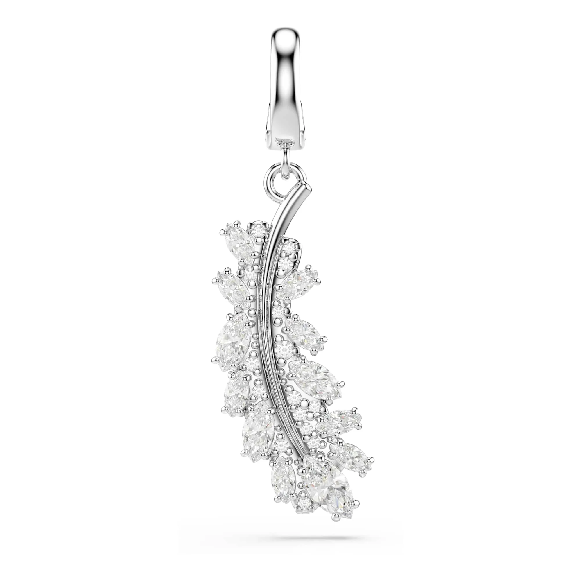 Swarovski Charm Vienna, Taglio misto, Piuma, Bianco, Placcato rodio