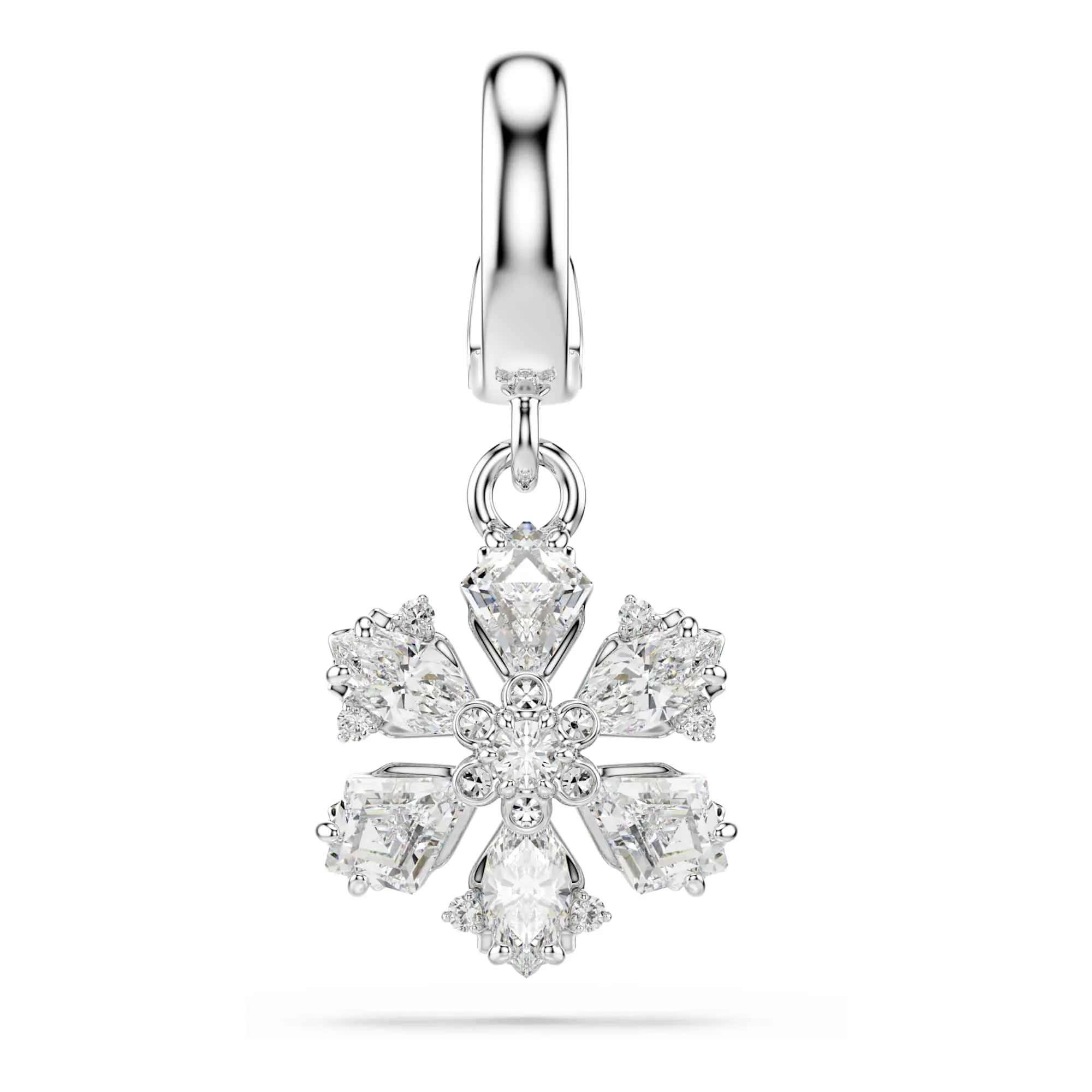 Swarovski Charm Idyllia, Taglio misto, Fiocco Di Neve, Bianco, Placcato rodio