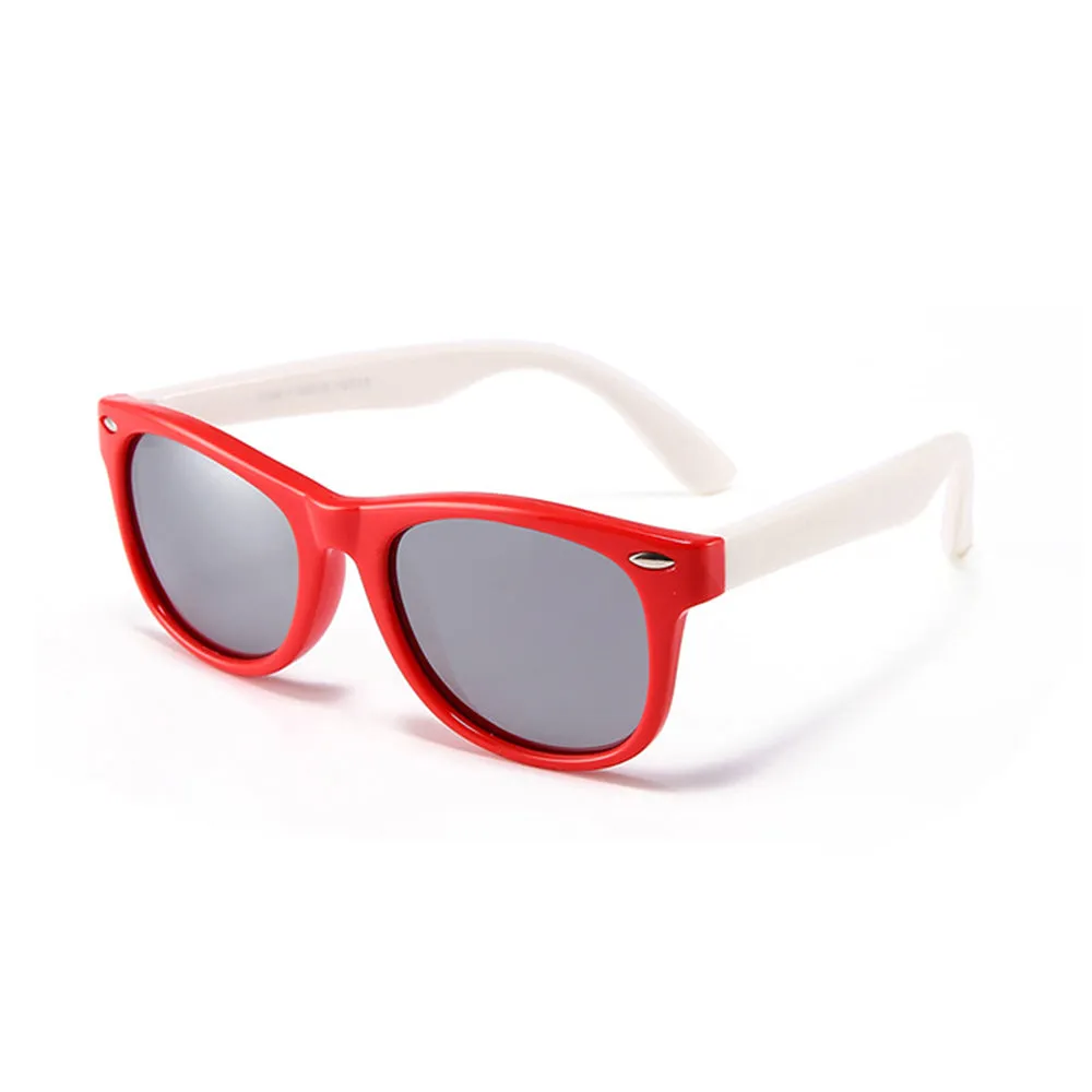 Occhiali da Sole Bambini Techsuit D802, Polarizzati, Protezione UV, Rossi Bianchi