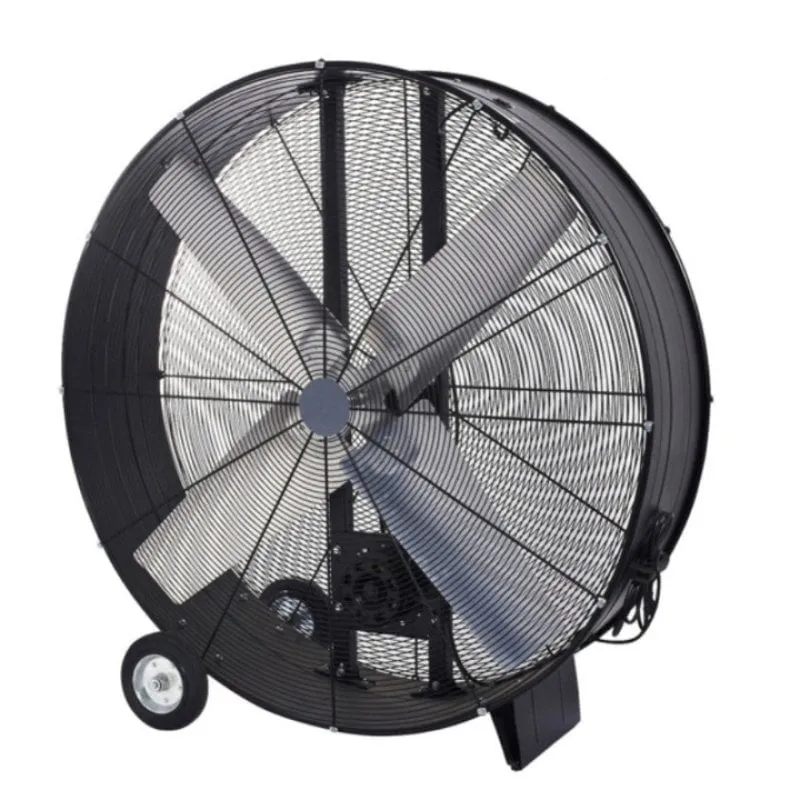 Ventilatore da Pavimento Industriale IluminaShop 1000W 4 Pale 2 Velocità Ruote Nero