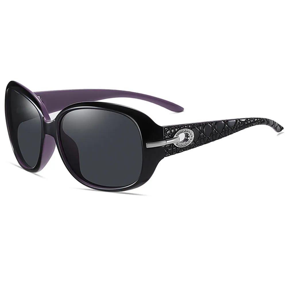 Occhiali da Sole Donna Techsuit 2012, Polarizzati, Protezione UV, Nero Viola Grigio