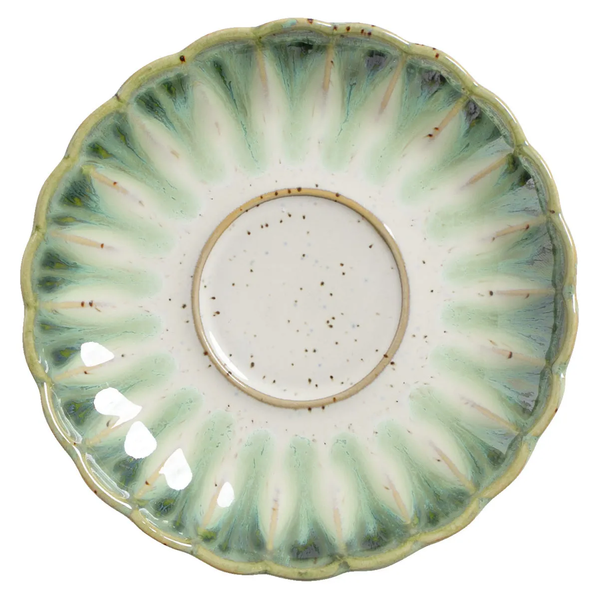 6x VEGA Piattino per tazza cappuccino Flora; 13.7x2.3 cm (ØxH); verde/beige; rotonda; 6 pz. / Pacco