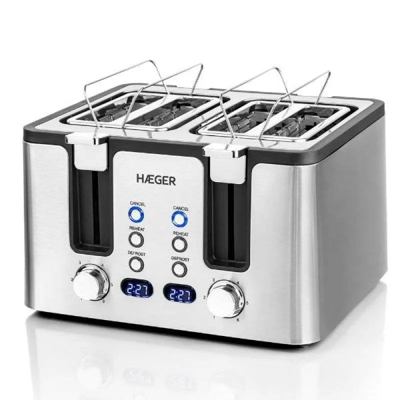 Tostapane Haeger TO-17D.015A 4 fessure 1700 W 6 livelli Scongelamento Acciaio inox