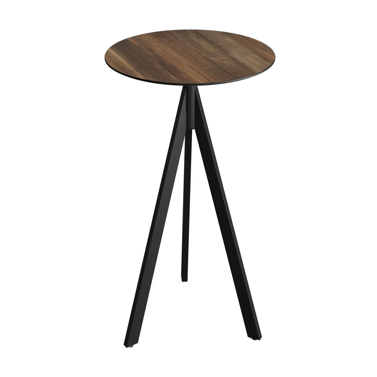 Feros Tavolo alto Infinity Tripod telaio + HPL Ø70 cm; 110x70 cm (HxØ); nero/marrone chiaro; rotonda
