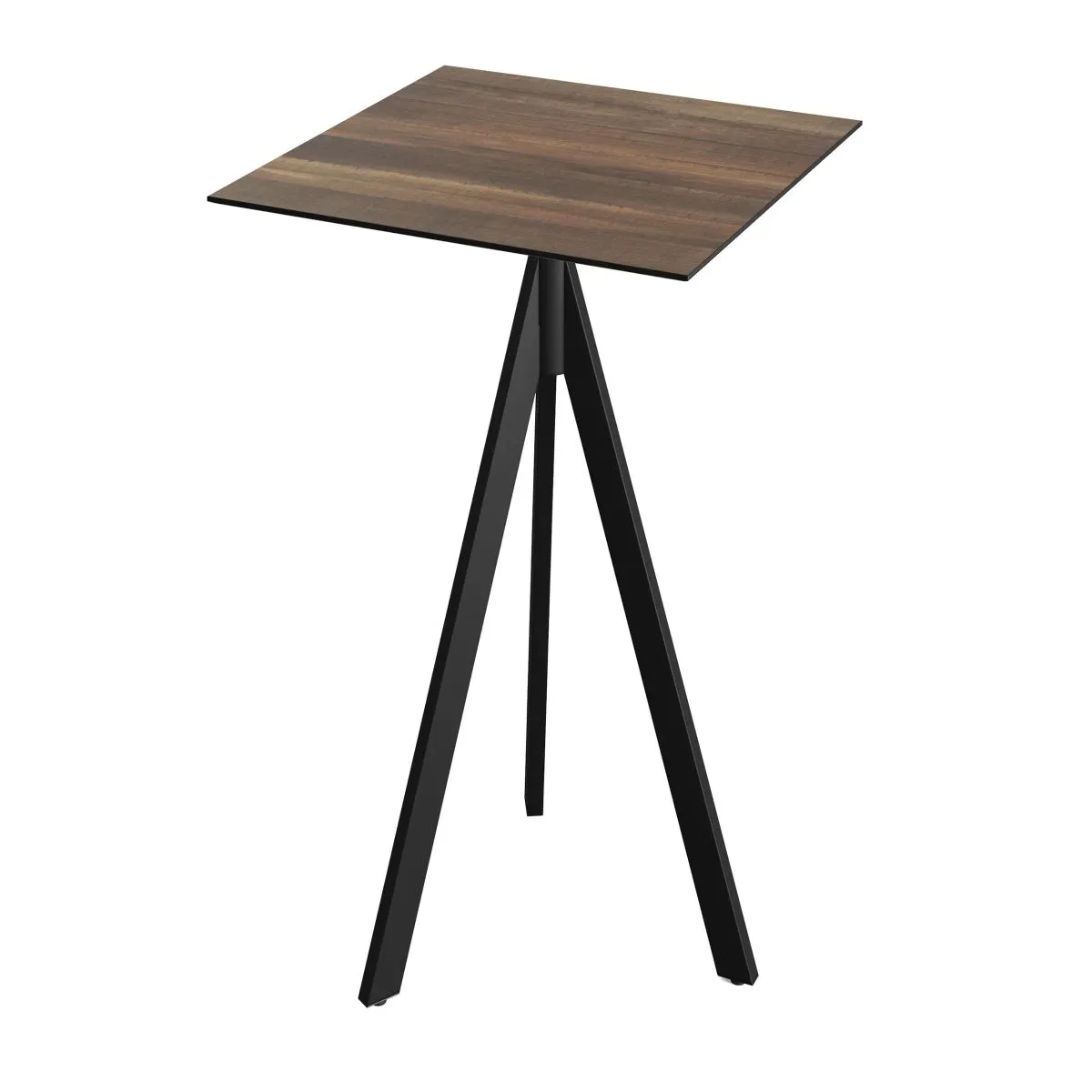 Feros Tavolo alto Infinity Tripod base + HPL 70x70 cm; 70x70x110 cm (LxLxH); nero/marrone chiaro; quadrata