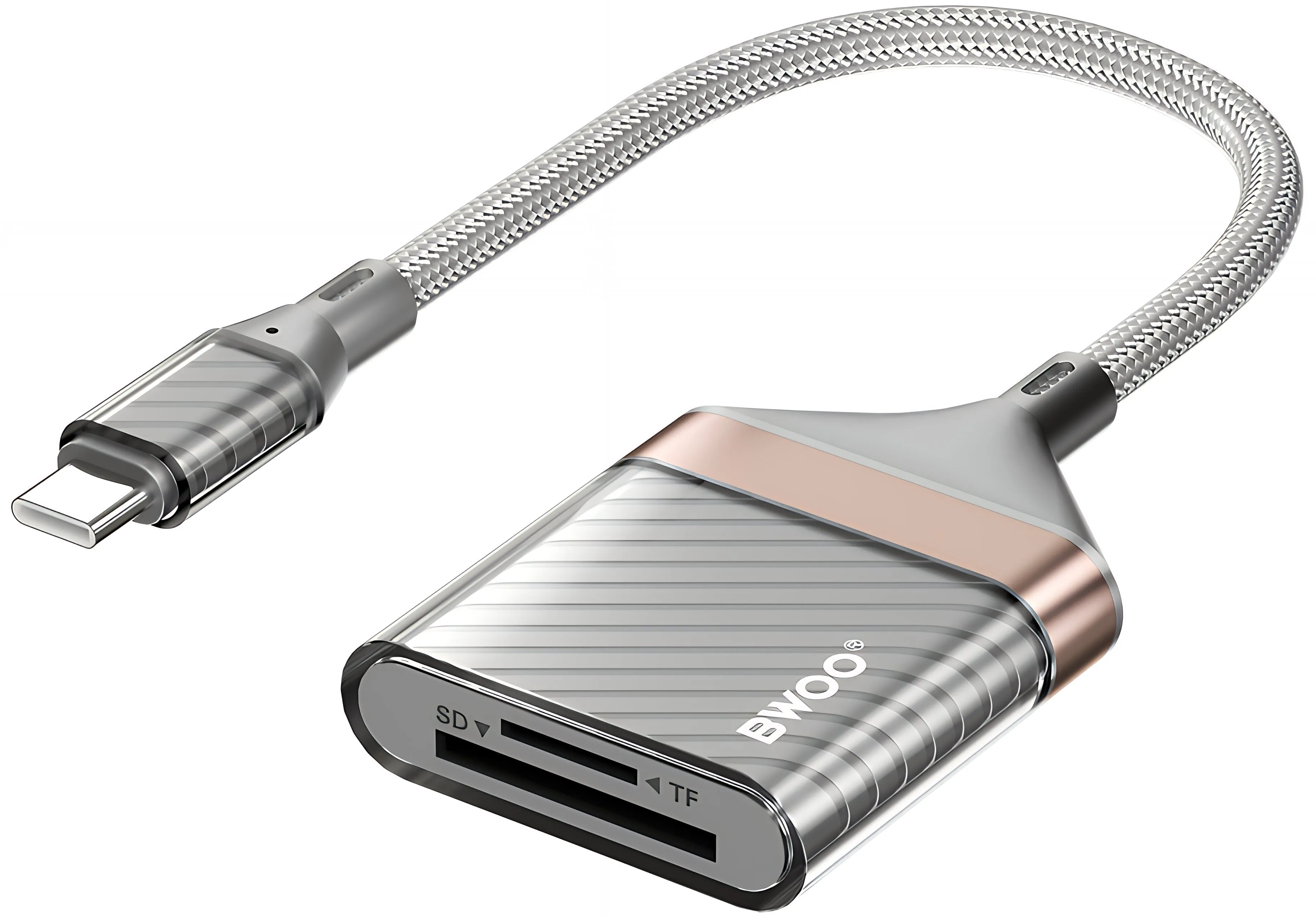 Lettore di Schede USB-C BWOO BZ64, SD - microSD, Grigio