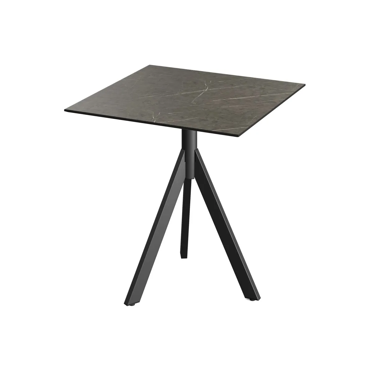Feros Tavolo da esterno Infinity Tripod telaio + HPL 70x70 cm; 70x70x74 cm (LxLxH); nero/marrone; quadrata