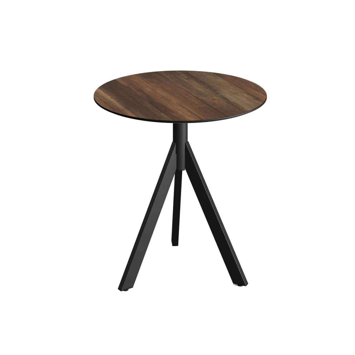 Feros Tavolo da esterno Infinity Tripod con telaio + HPL Ø70 cm; 74x70 cm (HxØ); nero/marrone chiaro; rotonda