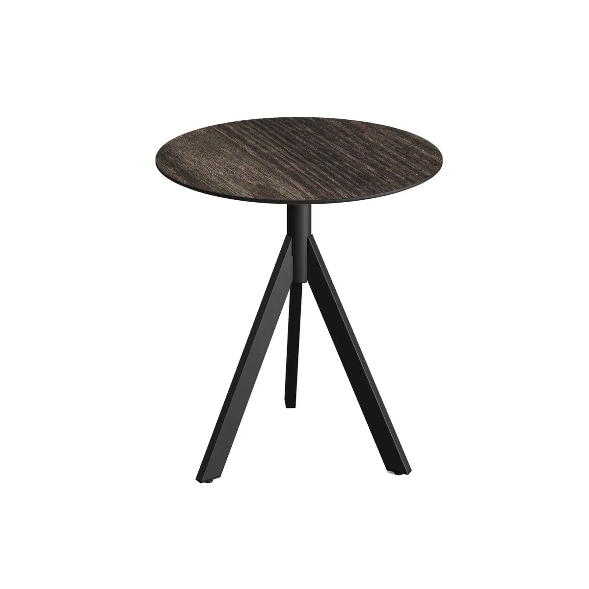 Feros Tavolo da esterno Infinity Tripod con telaio + HPL Ø70 cm; 74x70 cm (HxØ); nero/marrone scuro; rotonda