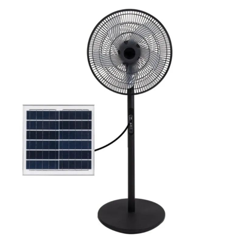 Ventilatore a Piantana IluminaShop Solar 30W 5 Pale 3 Velocità Motore DC Telecomando Batteria USB