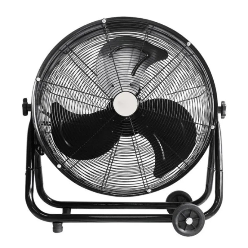 Ventilatore Industriale IluminaShop 240W 3 Velocità 85x86x41,5cm Metallo Nero Ruote