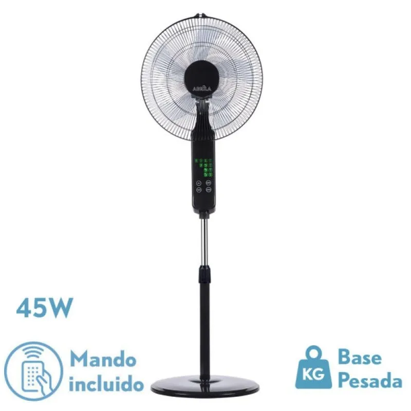 Ventilatore a Piantana IluminaShop 45W 5 Pale 3 Velocità Telecomando Timer Display Digitale Nero
