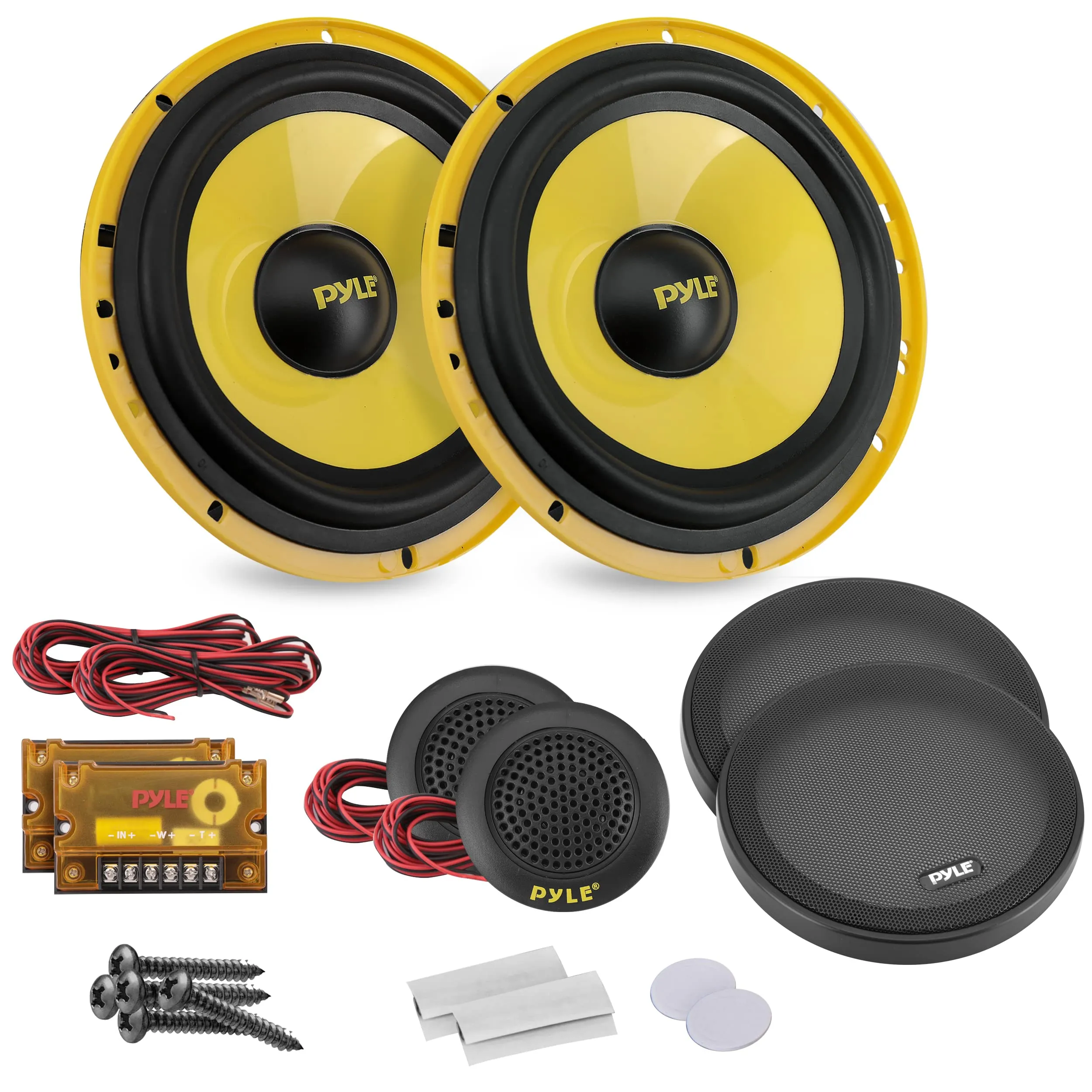 Pyle Sistema di Altoparlanti Personalizzati 2 Vie, 16,5 Centimetri, Casse Auto 400 Watt, Stereo Struttura in Plastica Elettroplaccatura, Gomma Butilica e Magneto da 1,13 Chilogrammi