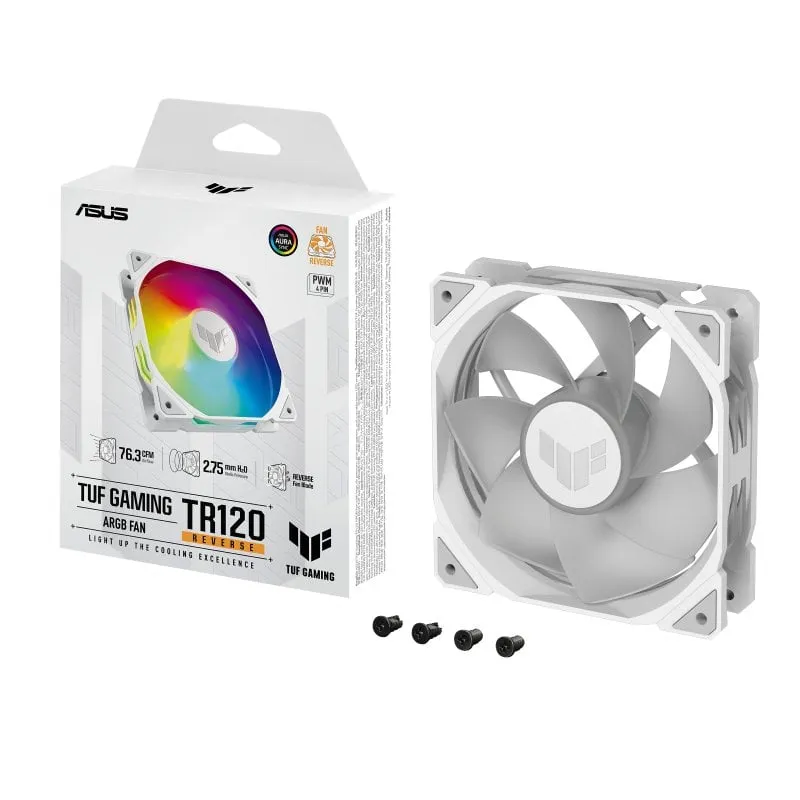 ASUS TUF GAMING TR120 ARGB REVERSE 1-pack White Case per computer Raffreddatore d'aria 12 cm Bianco