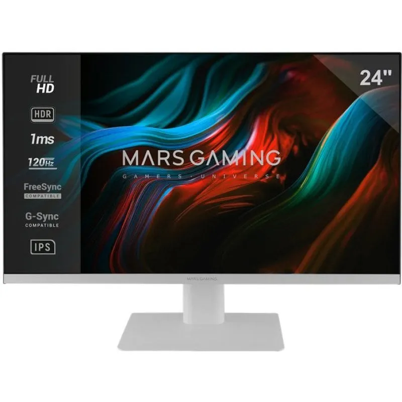 Mars Gaming Mv-24 Monitor 24" Ips Fhd 120hz HDr10 1ms Freesync e G-sync Altoparlanti Integrati Bianco