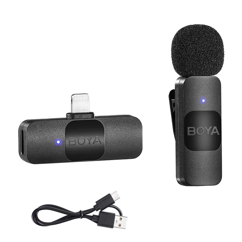 Boya BY-V1 Sistema microfonico lavalier wireless con connettore Lightning iOS